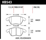 Hawk Audi A3 Quattro / VW EOS / Golf / Jetta / Passat / Rabbit HPS Front Brake Pads - HB543F.760