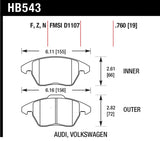 Hawk 2006-2009 Audi A3 TFSIi Quattro 2.0 HPS 5.0 Front Brake Pads - HB543B.760
