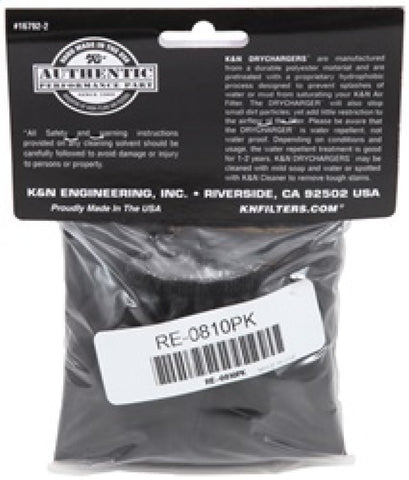 K&N Universal Round Tapered Filter Wrap - Black - 6in Base ID x 4.625in Top ID x 9in Height - RE-0810PK