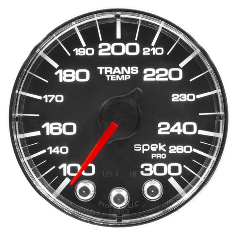 Autometer Spek-Pro Gauge Water Temp 2 1/16in 300f Stepper Motor W/Peak & Warn Blk/Chrm - P346318