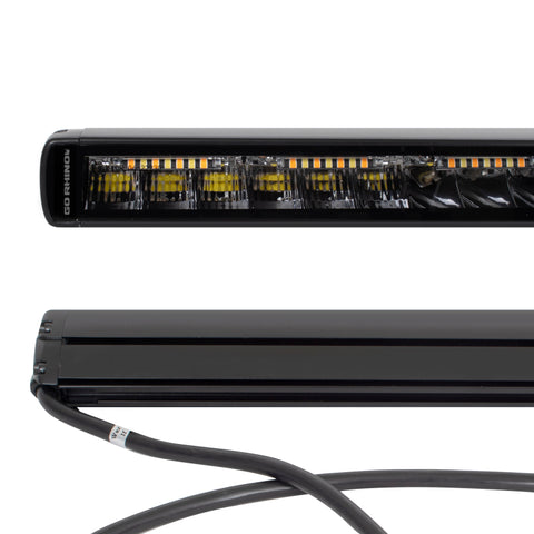 Go Rhino Xplor Blackout Combo Series Sgl Row LED Light Bar w/Amber (Side/Track Mount) 20.5in. - Blk - 751052012CSS