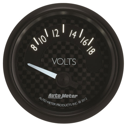 Autometer GT Series 52mm Short Sweep Electronic 8-18 Volts Voltmeter - 8092