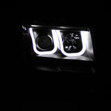 ANZO 2009-2014 Ford F-150 Projector Headlights w/ U-Bar Black - 111263