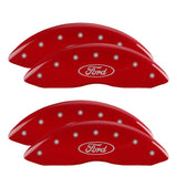 MGP 4 Caliper Covers Engraved Front & Rear Oval logo/Ford Red finish silver ch - 10120SFRDRD