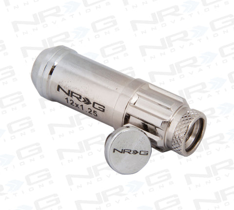 NRG 700 Series M12 X 1.25 Steel Lug Nut w/Dust Cap Cover Set 21 Pc w/Locks & Lock Socket - Silver - LN-LS710SL-21