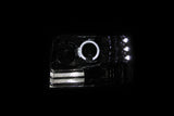 ANZO 1992-1996 Ford F-150 Projector Headlights w/ Halo Chrome w/ Side Markers and Parking Lights - 111183
