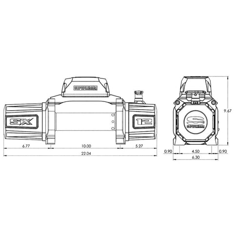 Superwinch 12000 LBS 12V DC 3/8in x 85ft Wire Rope SX 12000 Winch - Graphite - 1712200