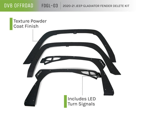 DV8 Offroad 20-21 Jeep Gladiator Fender Flare Delete Kit - FDGL-03