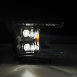AlphaRex 18-20 Ford F-150 (Req. Conv F150 w/LED) LUXX LED Proj HL Alpha-Blk w/Actv Lt Seq Sig SB DRL - 880251