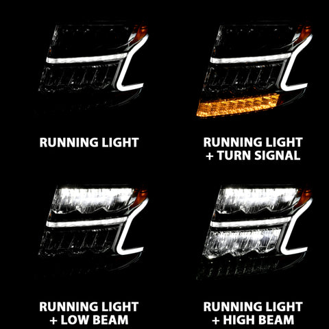 ANZO 15-20 Chevy Tahoe/Suburban LED Light Bar Style Headlights w/Sequential Chrome w/Amber - 111479