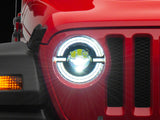 Raxiom 18-23 Jeep Wrangler JL Axial Series 9-In LED Angel Eye Headlights- Blk Housing (Clear Lens) - J167045