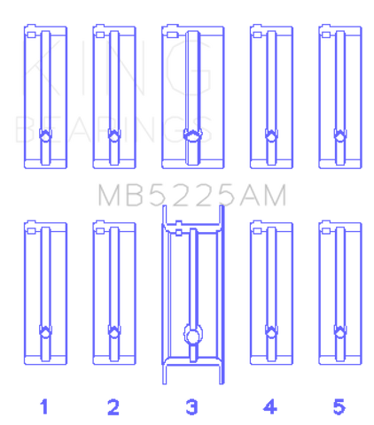 King Engine Bearings Mazda 626 F8 (Size +0.25mm) Main Bearing Set - MB5225AM0.25
