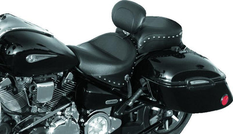 Mustang 99-15 Yamaha Road Star 1600,1700 Wide Touring 2PC Seat w/Driver Backrest Studs - Black - 79190
