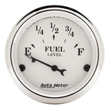 AutoMeter Gauge Fuel Level 2-1/16in. 73 Ohm(e) to 10 Ohm(f) Elec Old Tyme White - 1605