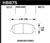 Hawk 14-17 Acura RDX/RLX HPS 5.0 Front Brake Pads ( does not fit civic Type R) - HB875B.666