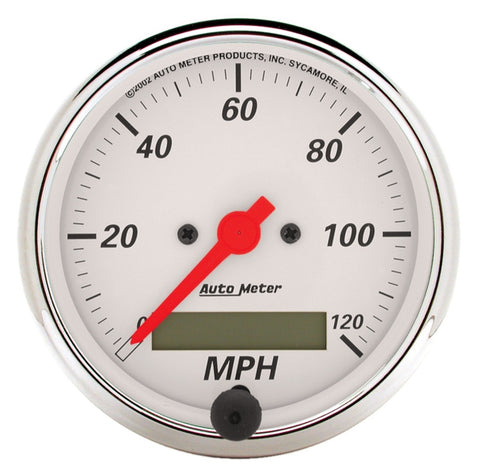 Autometer Arctic White 3 1/8in 120 mph electric Speedometer Programmable w/ LCD - 1388