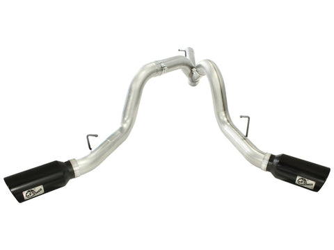 aFe MachForce XP Exhaust 4inch DP-Back All SS 2011-14 GM Diesel Trucks V8-6.6L LML Black Tips - 49-44043-B