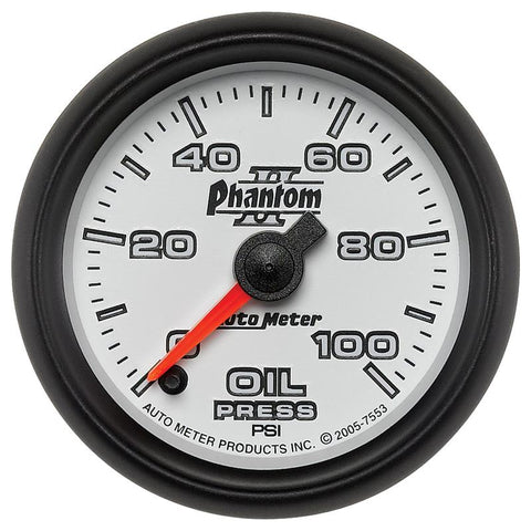 Autometer Phantom II 52mm Full Sweep Electronic 0-100 PSI Oil Pressure Gauge - 7553