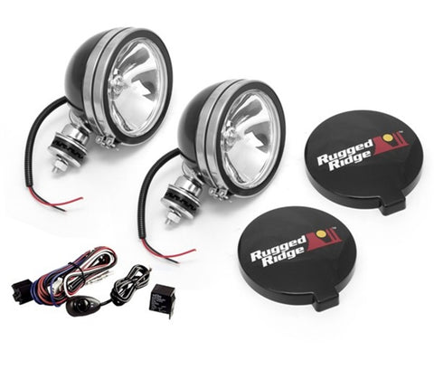 Rugged Ridge 6in Halogen Light Kit Black Steel Housings - 15207.51