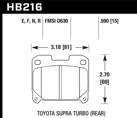 Hawk 93-98 Toyota Supra TT HPS Street Rear Brake Pads - HB216F.590