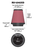 K&N Universal Clamp-On Air Filter 6in FLG / 7-1/2in B / 5in T / 6-1/2in H - RU-1042XD