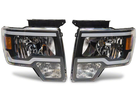 Raxiom 09-14 Ford F-150 Axial Series Headlights w/ LED Bar- Blk Housing (Clear Lens) - T566367