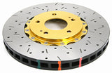 DBA 03-05 Evo 8/9 Front Drilled & Slotted 5000 Series 2 Piece Rotor Assembled w/ Gold Hat - 52218GLDXS