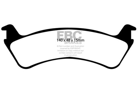 EBC 00-02 Ford Explorer Sport 4.0 2WD (Phenolic Pistons) Extra Duty Rear Brake Pads - ED91130