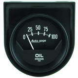 Autometer Auto Gage 2in 100 psi Mechanical Short Sweep Black Oil Pressure Gauge - 2360