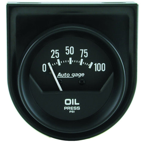 Autometer Auto Gage 2in 100 psi Mechanical Short Sweep Black Oil Pressure Gauge - 2360