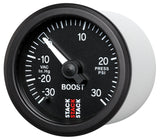 Autometer 52mm Stack Instruments -30INHG to +30PSI Mechanical Boost Gauge - Black - ST3112