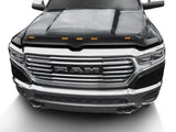 AVS 19-22 Ram 1500 Aeroskin Hood Shield Color Match w/ Lights - Diamond Black - 753163-PXJ