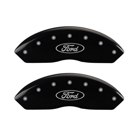 MGP Front set 2 Caliper Covers Engraved Front Oval logo/Ford Black finish silver ch - 10155FFRDBK