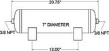 Firestone Air Tank 3 Gallon 7in. x 20.75in. (2) 3/8in. NPT Ports 150 PSI Max - Black (WR17609229) - 9229