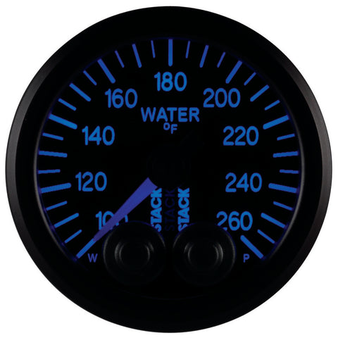 Autometer Stack Pro Control 52mm 100-260 deg F Water Temp Gauge - Black (1/8in NPTF Male) - ST3508