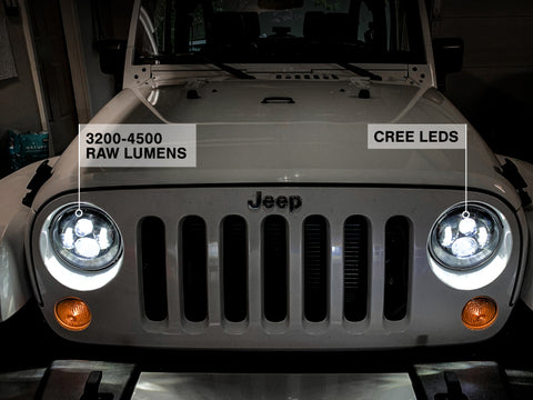 Raxiom 97-18 Jeep Wrangler TJ/JK Axial Series LED Daymaker Headlights- Black Housing (Clear Lens) - J108042