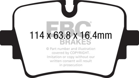 EBC 14+ Jaguar F-Type (Cast Iron Rotors Only) 5.0 Supercharged (490) Yellowstuff Rear Brake Pads - DP42192R