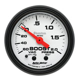Autometer Phantom 2-1/16in 60CM/HG - 2.0 Bar - Mechanical Gauge - 5703-M