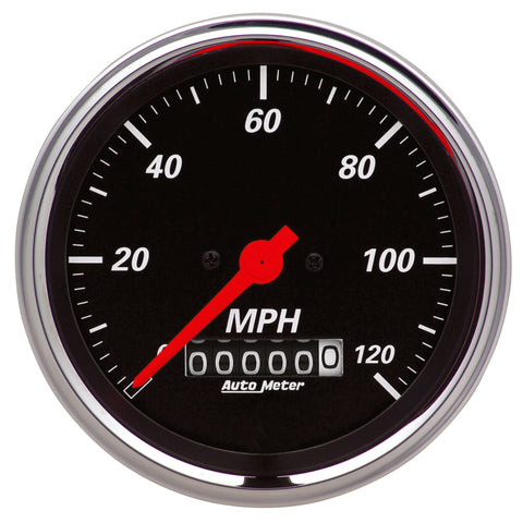 Autometer Designer Black 3-3/8in Electrical 120MPH Speedometer w/ Wheel Odometer - 1479