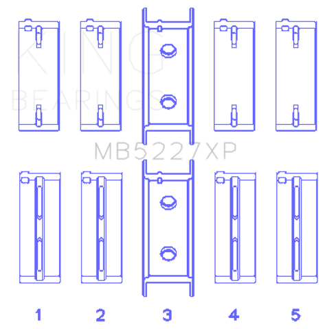 King Mitsubishi 4G63/4G64 6 Bolt 1st Gen DSM (Size 0.25mm) Performance Main Bearing Set - MB5227XP0.25