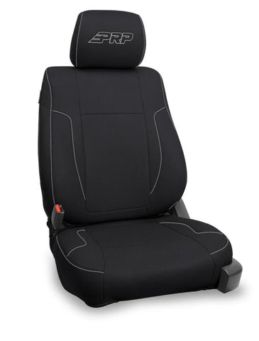 PRP 12-14 Ford Raptor Front Seat Covers (Pair) - Black w Silver Stitch - B068-06