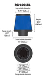 K&N Universal Air Filter Chrome Round Tapered Blue - 4in Flange ID x 1.125in Flange Length x 5.5in H - RG-1001BL