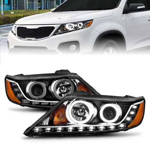 ANZO 2011-2013 Kia Sorento Projector Headlights w/ Halo Black (CCFL) - 111248