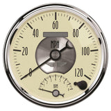 AutoMeter Gauge Tach/Speedo 5in. 120MPH & 8K RPM Elec. Program. Prestige Antique. Ivory - 2090