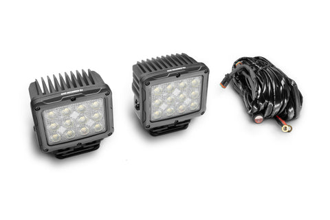 Go Rhino Xplor Bright Series Rectangle SingleLED Spot Light Kit (Surface Mount) 5in. - Blk (Pair) - 751800523FCS