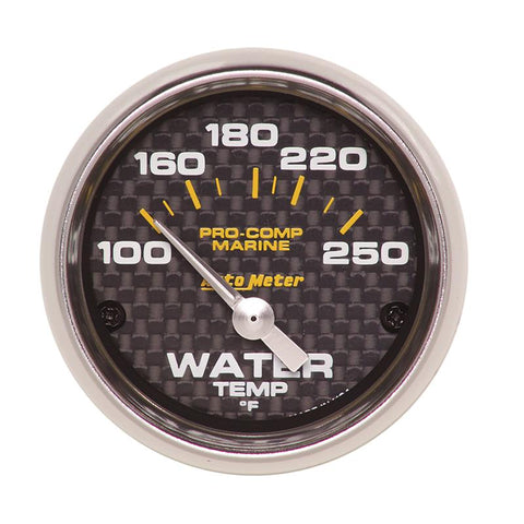 Autometer Marine Carbon Fiber Ultra-Lite 2-1/16in 100-250 Degrees Electric Water Temperature Gauge - 200762-40