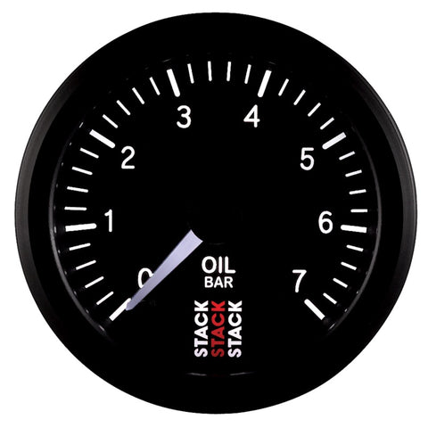 Autometer Stack 52mm 0-7 Bar M10 Male Pro Stepper Motor Oil Pressure Gauge - Black - ST3301