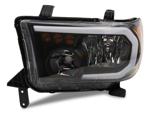 Raxiom 07-13 Toyota Tundra Axial Series Headlights w/ LED Bar- Blk Housing (Clear Lens) - TU16004