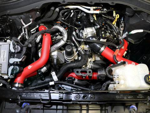 aFe Bladerunner 2-1/4 IN Aluminum Hot Charge Pipe Black 20-23 Ford Explorer/Explorer ST - Red - 46-20658-R