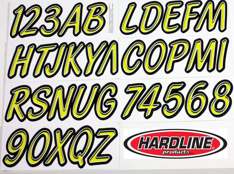 Hardline Boat Lettering Registration Kit 3 in. - 400 Lime Yellow/Black - LYBKG400